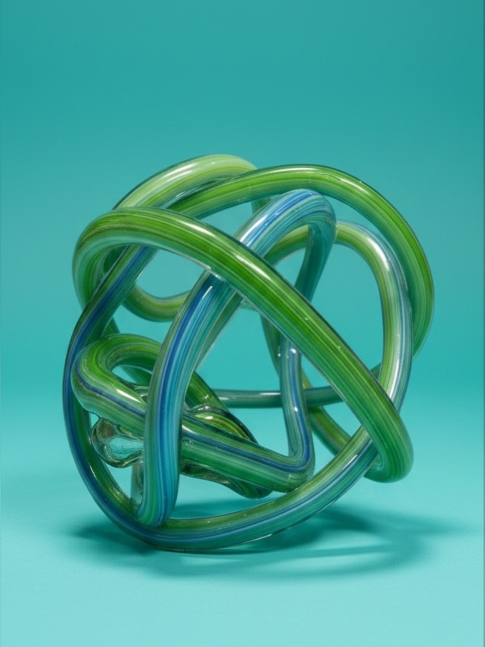 Vintage Hand Blown Glass Endless Knot Ball Sculpture